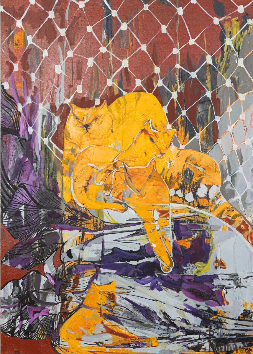 Animal Oil Painting By Yelena Ralina, 39 X 55", Heat, Original Artwork