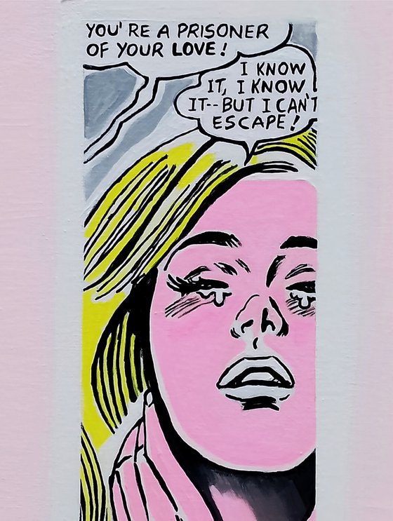 Prisoner of Love (Pink abstract Popart painting)