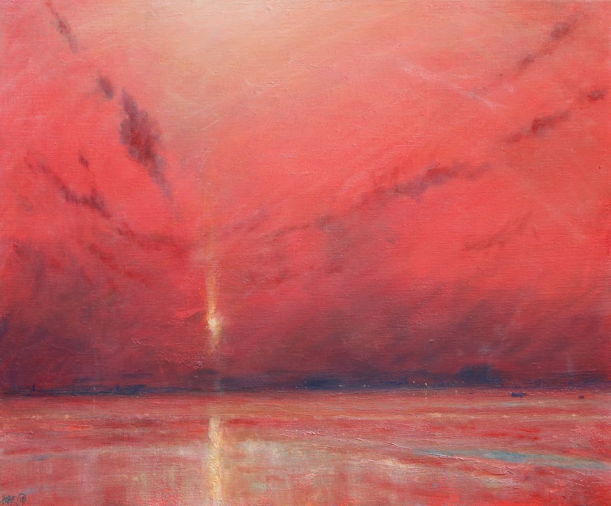 Impressionistic Landscape Oil Painting By Derek Hare, 35 X 29, A New Day Dawns, Original Artwork