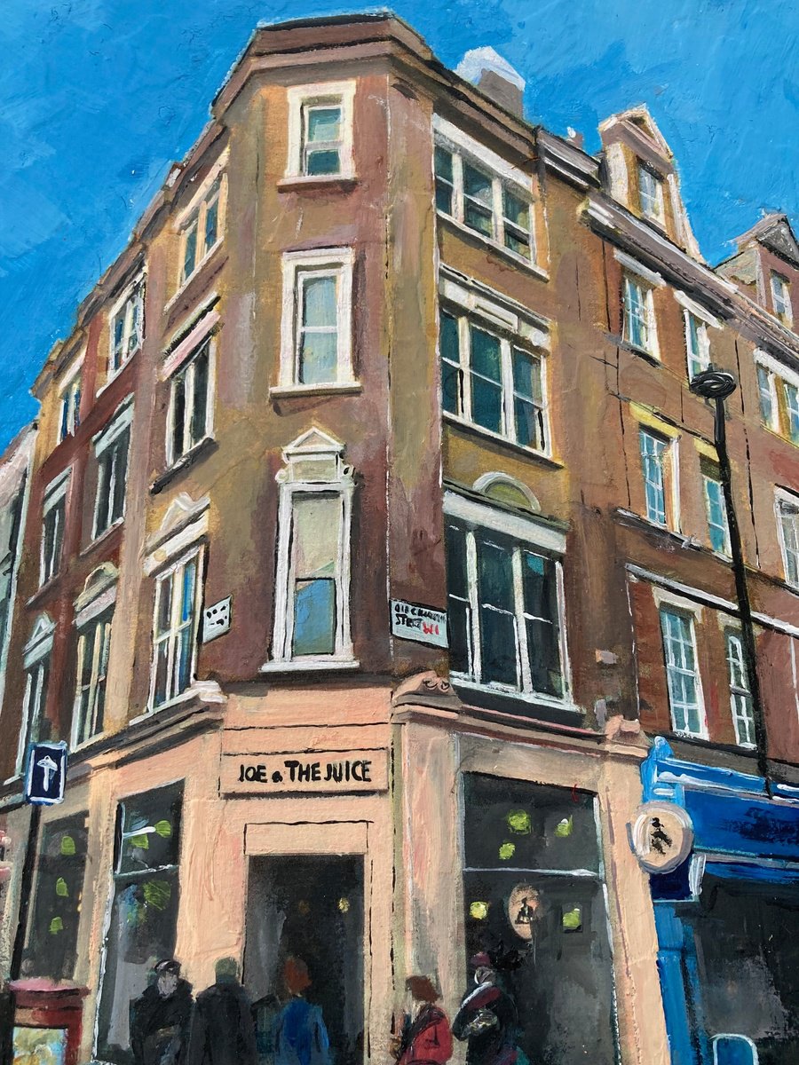 Photorealistic Cityscapes Acrylic Painting By Andrew Reid Wildman, 10 X 12, A Soho Street Corner, Original Artwork
