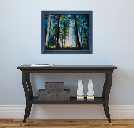 "Mysterious forest"  forest landscape summer  liGHt original painting  GIFT (2015)