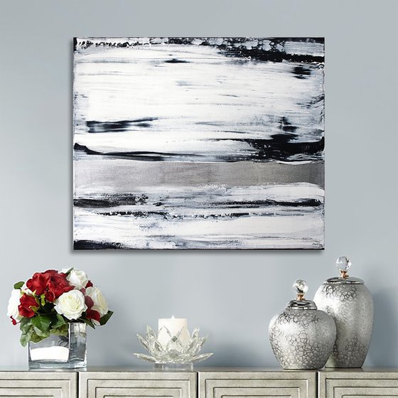 Black white and foil painting