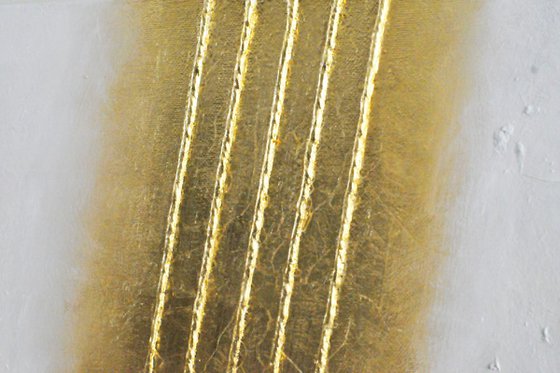 120×60 cm large abstract painting with gold stripes