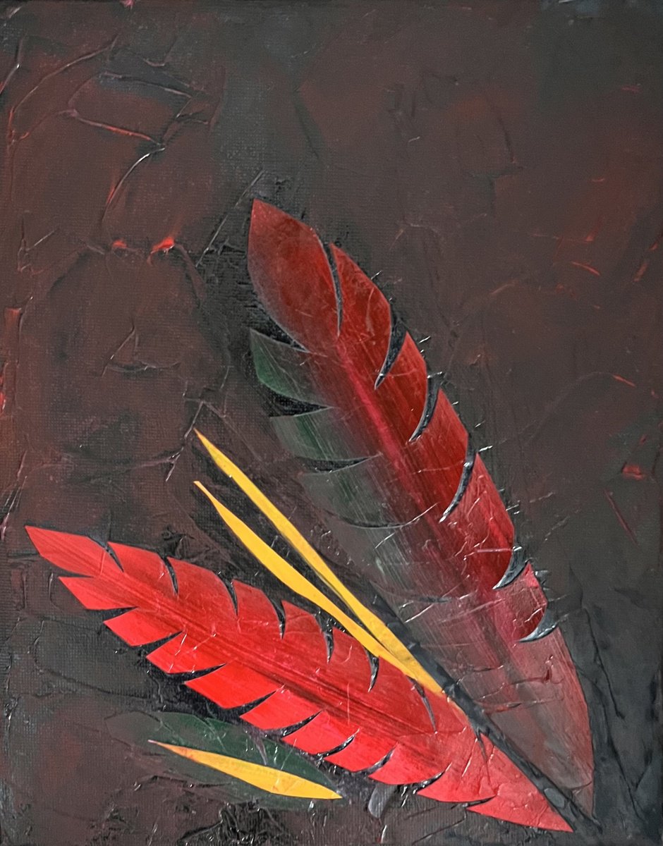 Abstract Botanical Acrylic Painting By Carolyn Shoemaker (Soma), 8 X 10, Leaf Series #3, Original Artwork