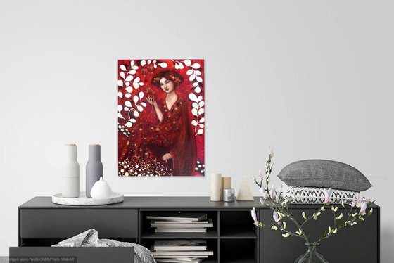 "The red Elixir"  woman portrait 60x81cm.