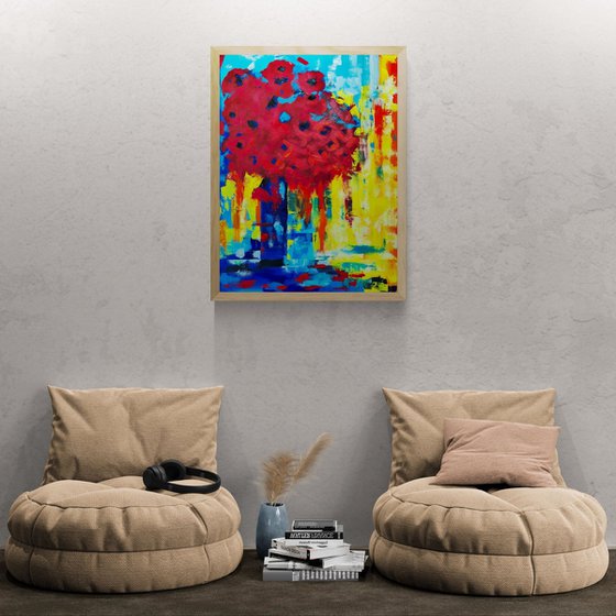 Crimson Bouquet in Blue