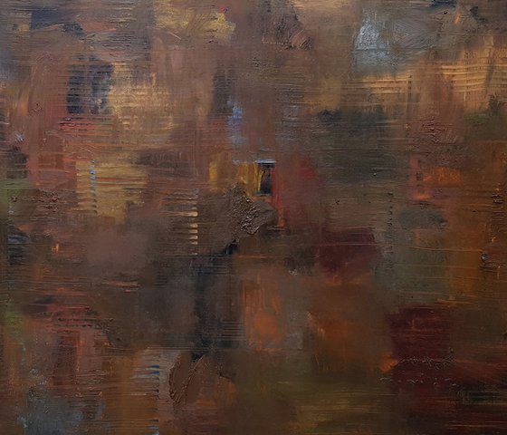 Red large abstract painting