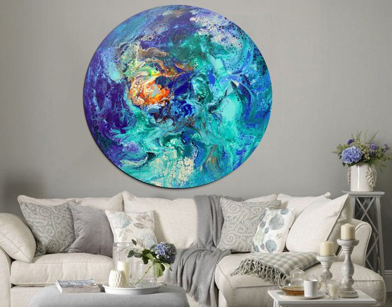 Large round painting modern art