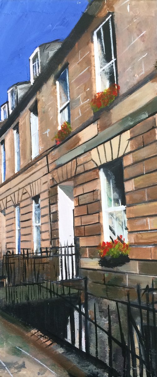 Edinburgh, Railings, Flowers, Shadows by Andrew  Reid Wildman