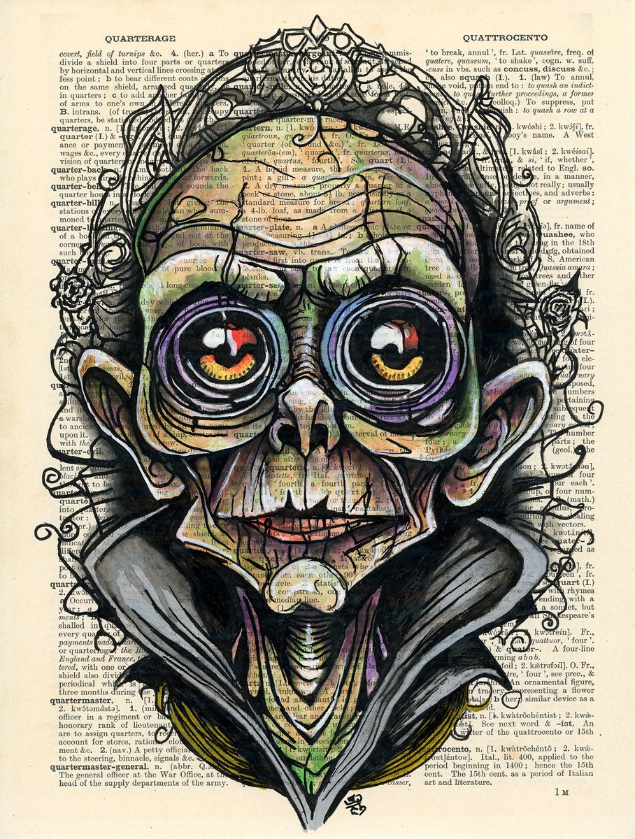 Portrait Collage By Jakub Dk - Jakub D Krzewniak, 8 X 11, Bald And Bold Senior Vampire, Original Artwork