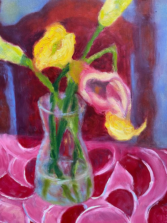 Still life with calla lilies