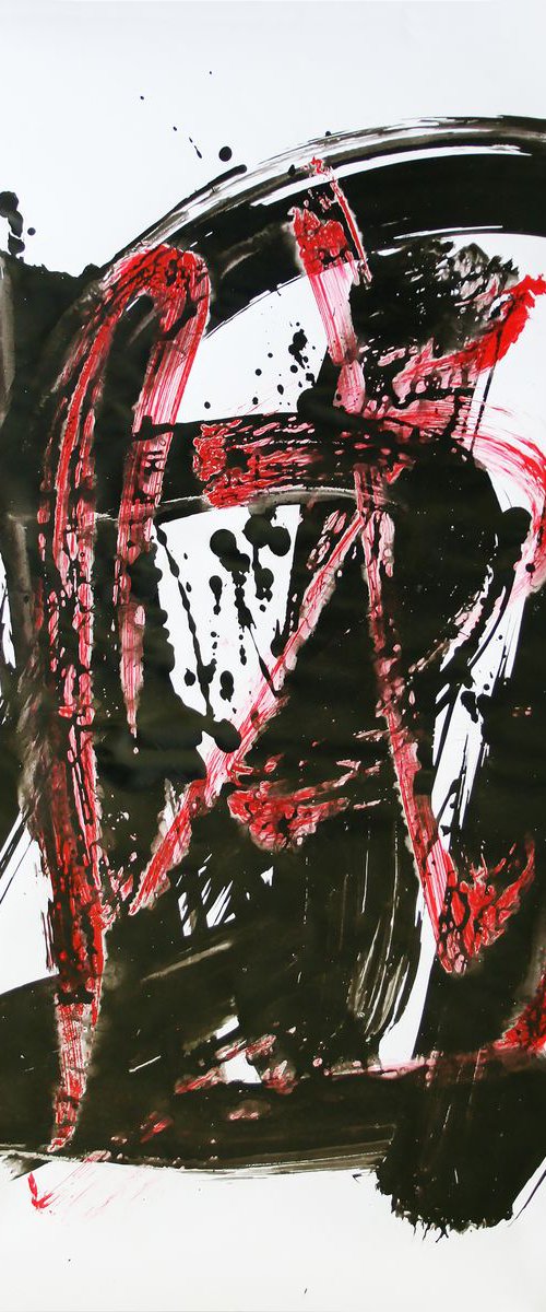 Black & Red V /  ORIGINAL PAINTING by Salana Art Gallery