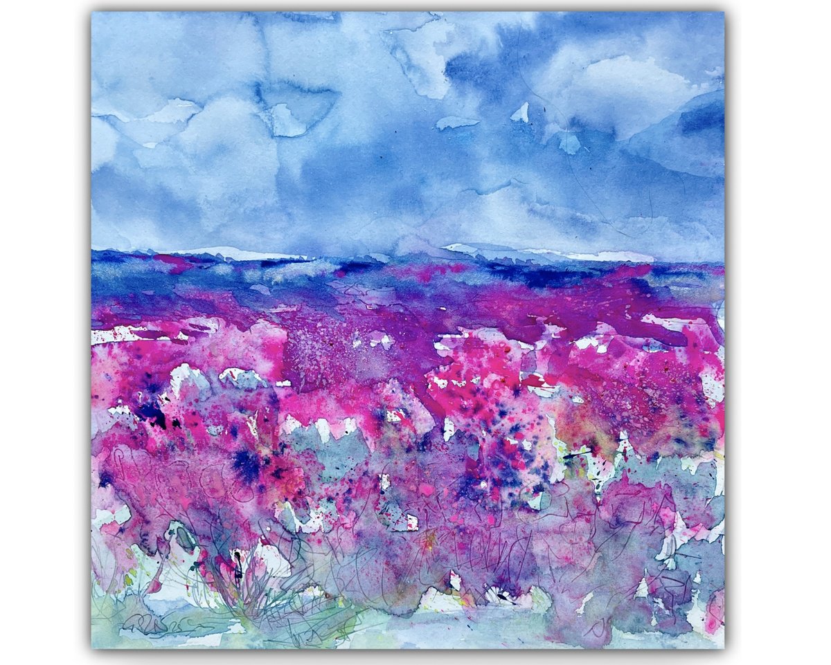 Abstract Botanical Watercolour By Gesa Reuter, 12 X 12, Pink Promise, Original Artwork