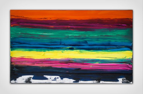 "Balance" multicolor expressionist painting, 100x60 cm by Davide De Palma