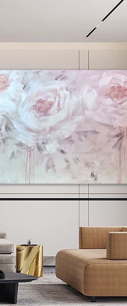 Today Now - XXL Original Painting, flowers large canvas. by Marina Skromova
