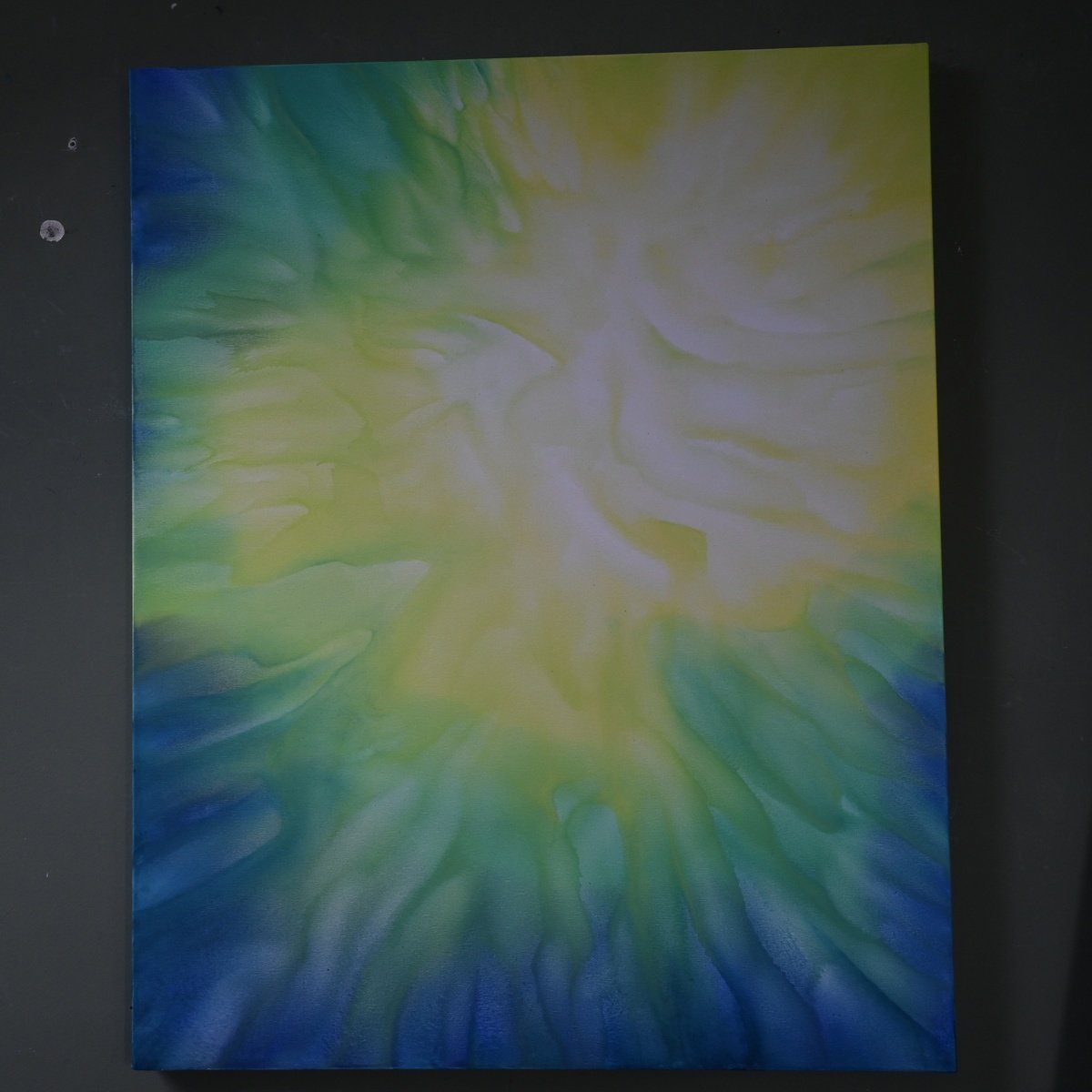 Geometric Abstract Oil Painting By Giuseppe Pastore, 31 X 39, Nucleo Di Luce, Original Artwork