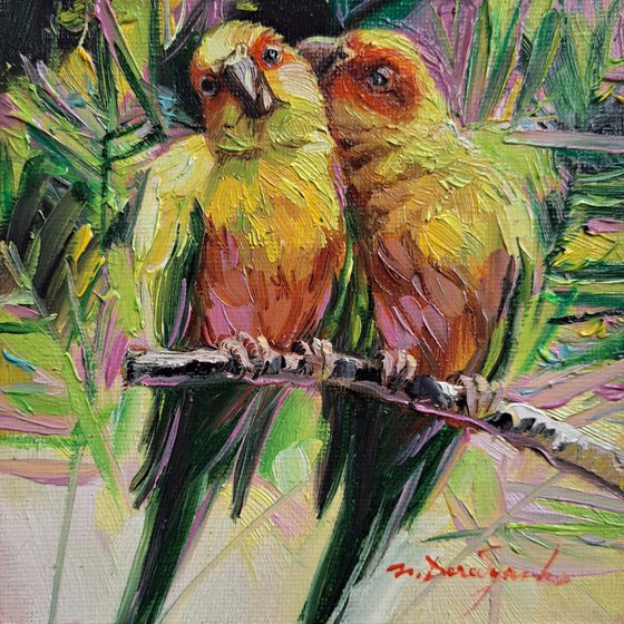 Parrot birds painting