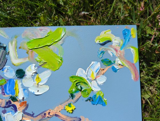 Blossom on blue