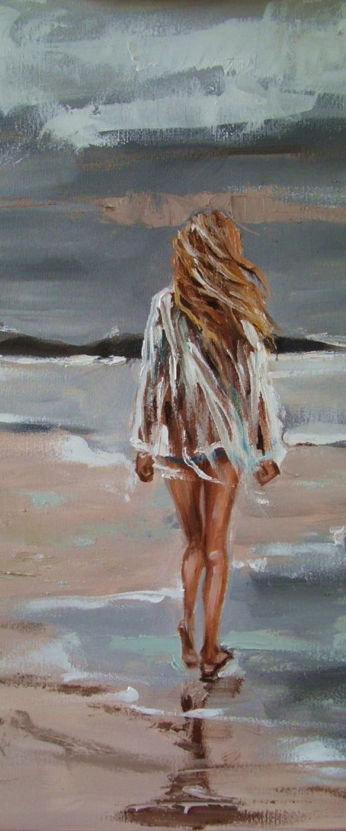 " AFTER THE STORM ? " SEA original painting palette knife GIFT MODERN URBAN ART OFFICE ART DECOR HOME DECOR GIFT IDEA by Monika Luniak