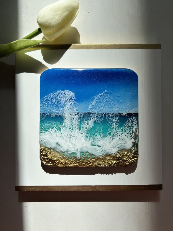 "Little wave" #11 - Miniature square painting