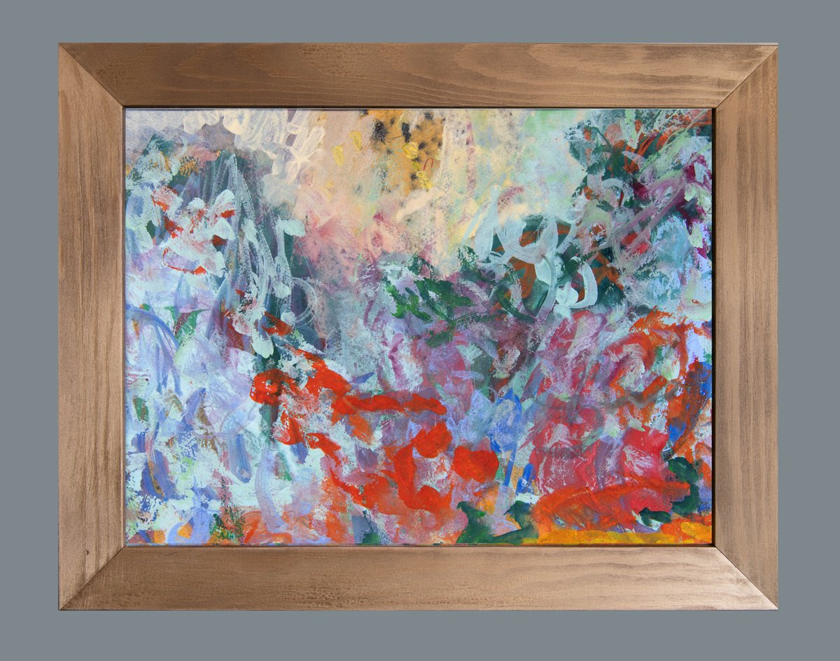 Expressive Painting , Wild Blue Garden By Elizabeth Anne Fox, 19 X 15, Artwork For Sale On Artfinder