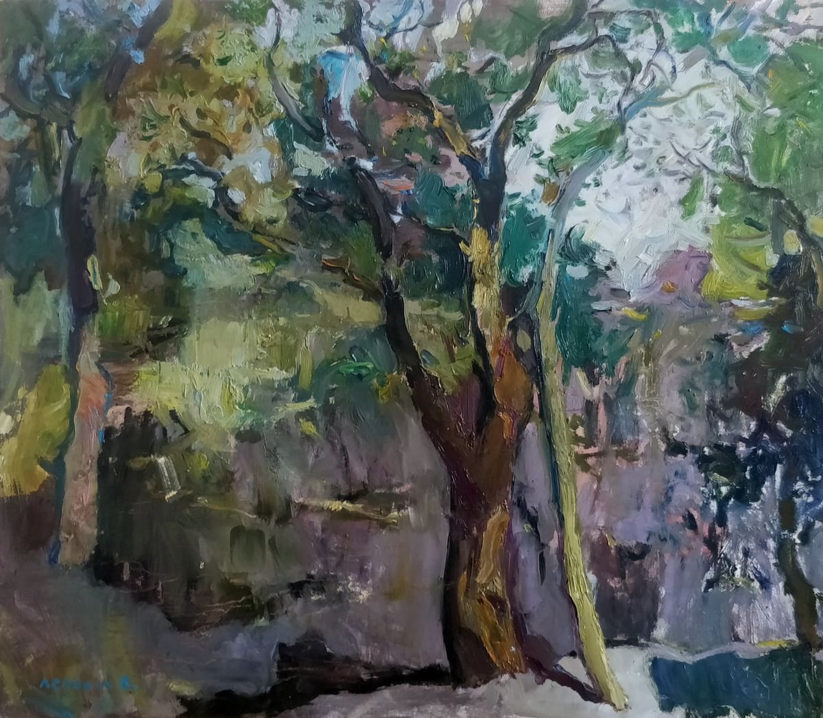 Landscape with trees by Jaroslav Leonets