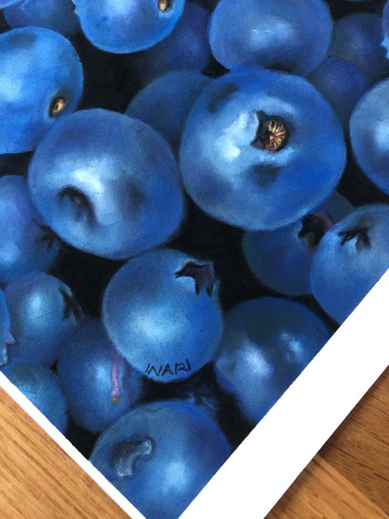 Blueberry pastel drawing A4