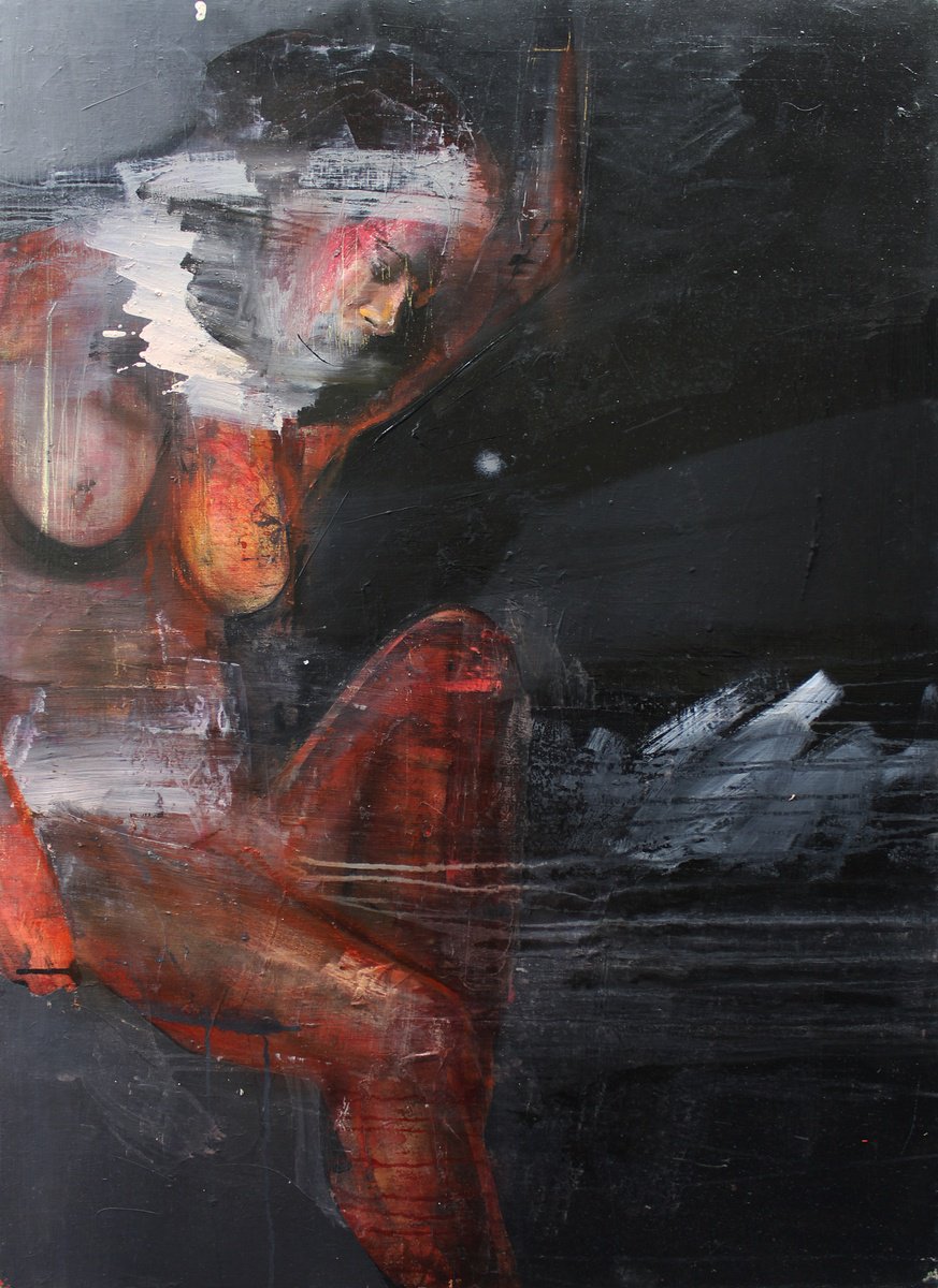 Expressive Portrait Oil Painting By Milos Hronec, 29 X 41", I Am Also The Universe, Original Artwork