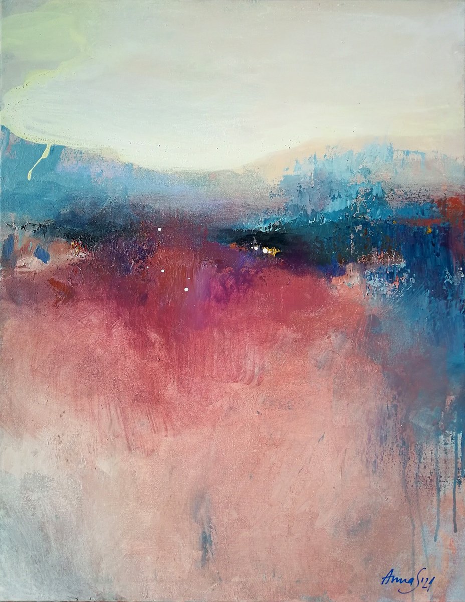 Expressive Abstract Acrylic Painting By Anna Silabrama, 28 X 35, Mood, Original Artwork