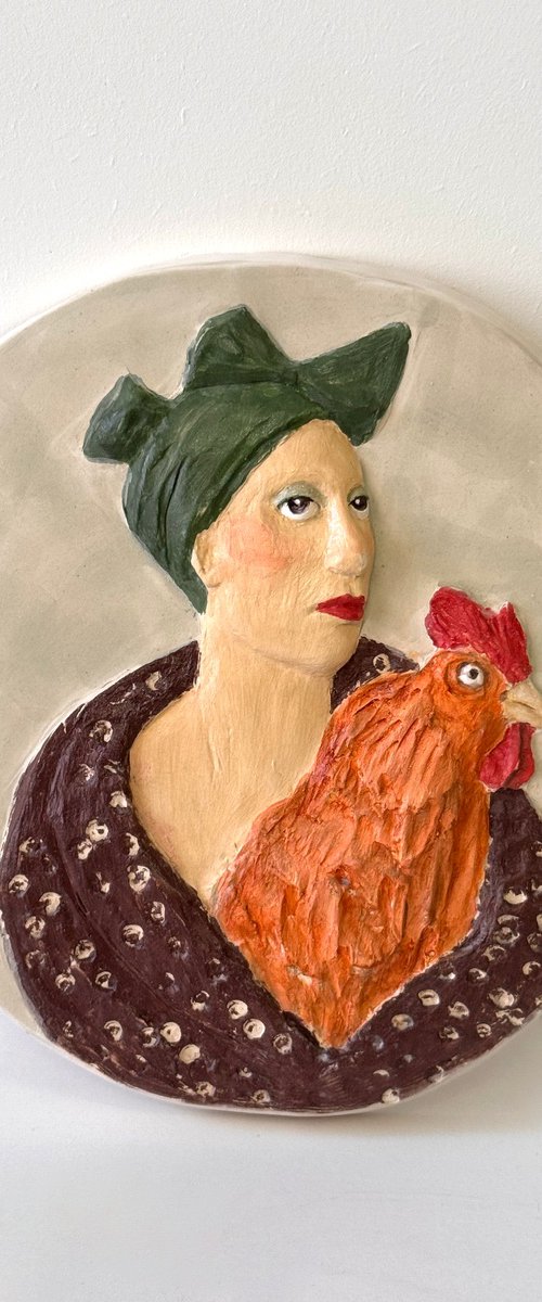 Woman with Hen by Sol Vil