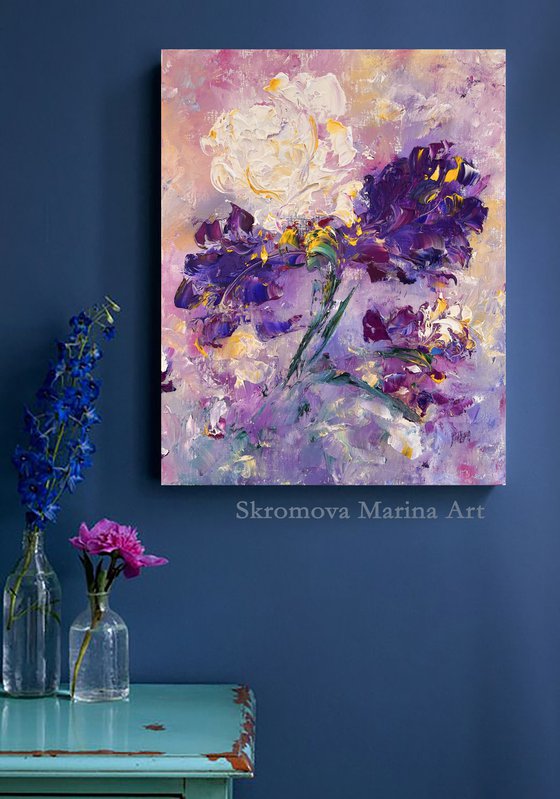 SET VERY PERI IRISES - 2 Set Purple Iris. 2 Set Blue iris. 2 Set Wall Art.