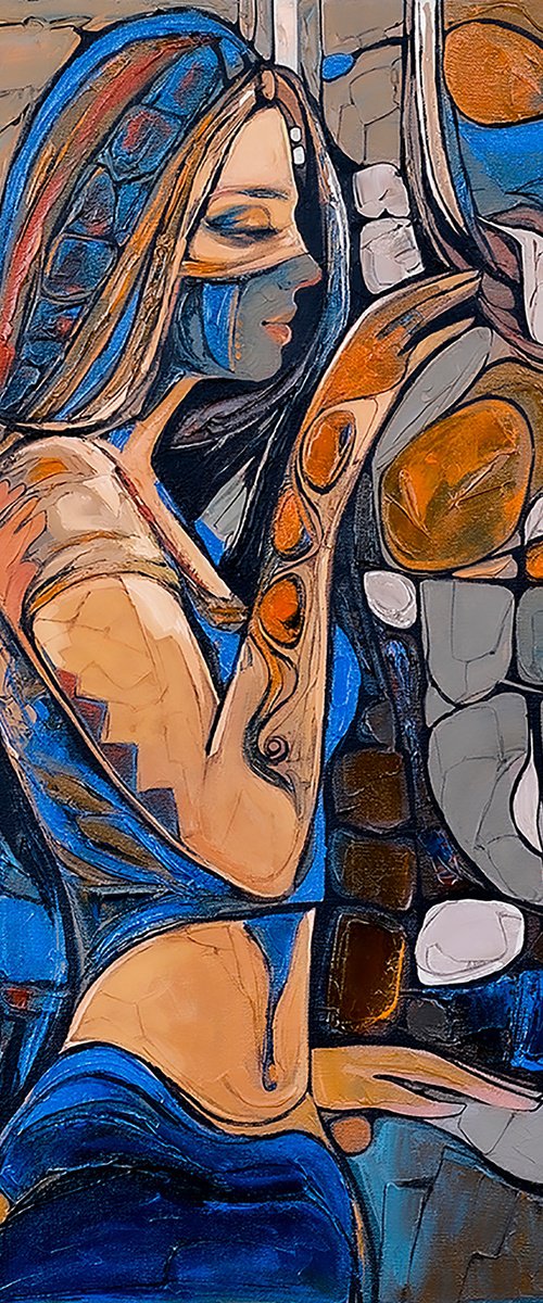 Talking eyes- Woman painting by ARTIST GURDISH PANNU
