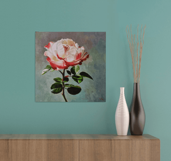 "Illuminated by the sun."  rose flower  liGHt original painting  GIFT (2021)