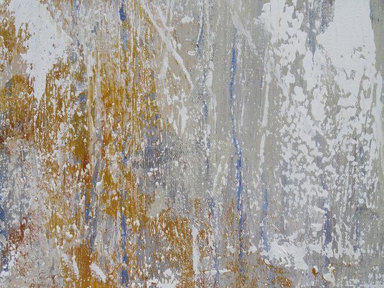 FEELING GOOD. Beige, Gray, Gold Abstract Painting with Texture
