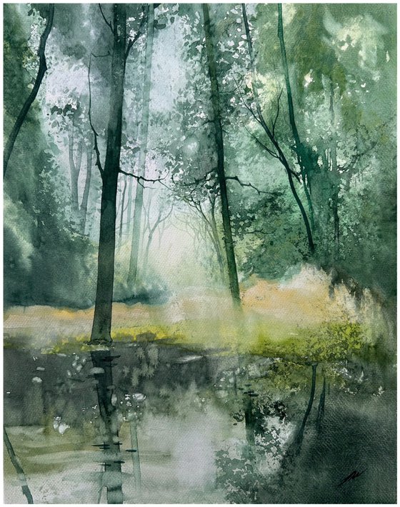 Misty Forest Reflection