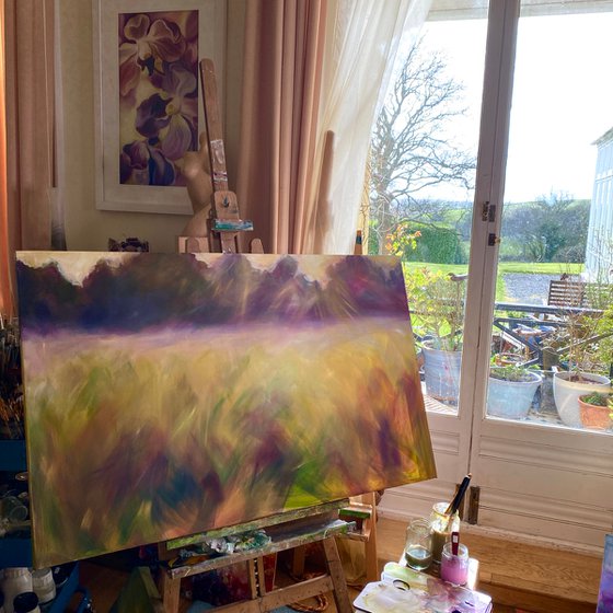 Stillness- Golden Meadow Painting