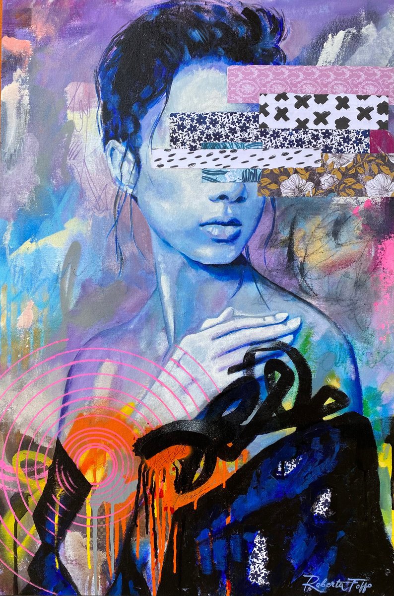 Expressive Portrait Oil Painting By Bold Ro, 24 X 35, Queen Of Peace, Original Artwork