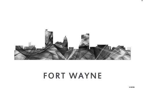 Fort Wayne Indiana Skyline WB BW by Marlene Watson