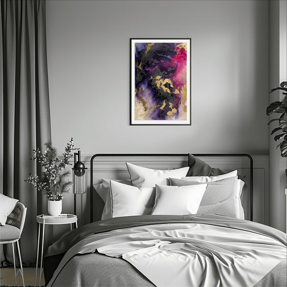 Pink and Gold Abstract Art