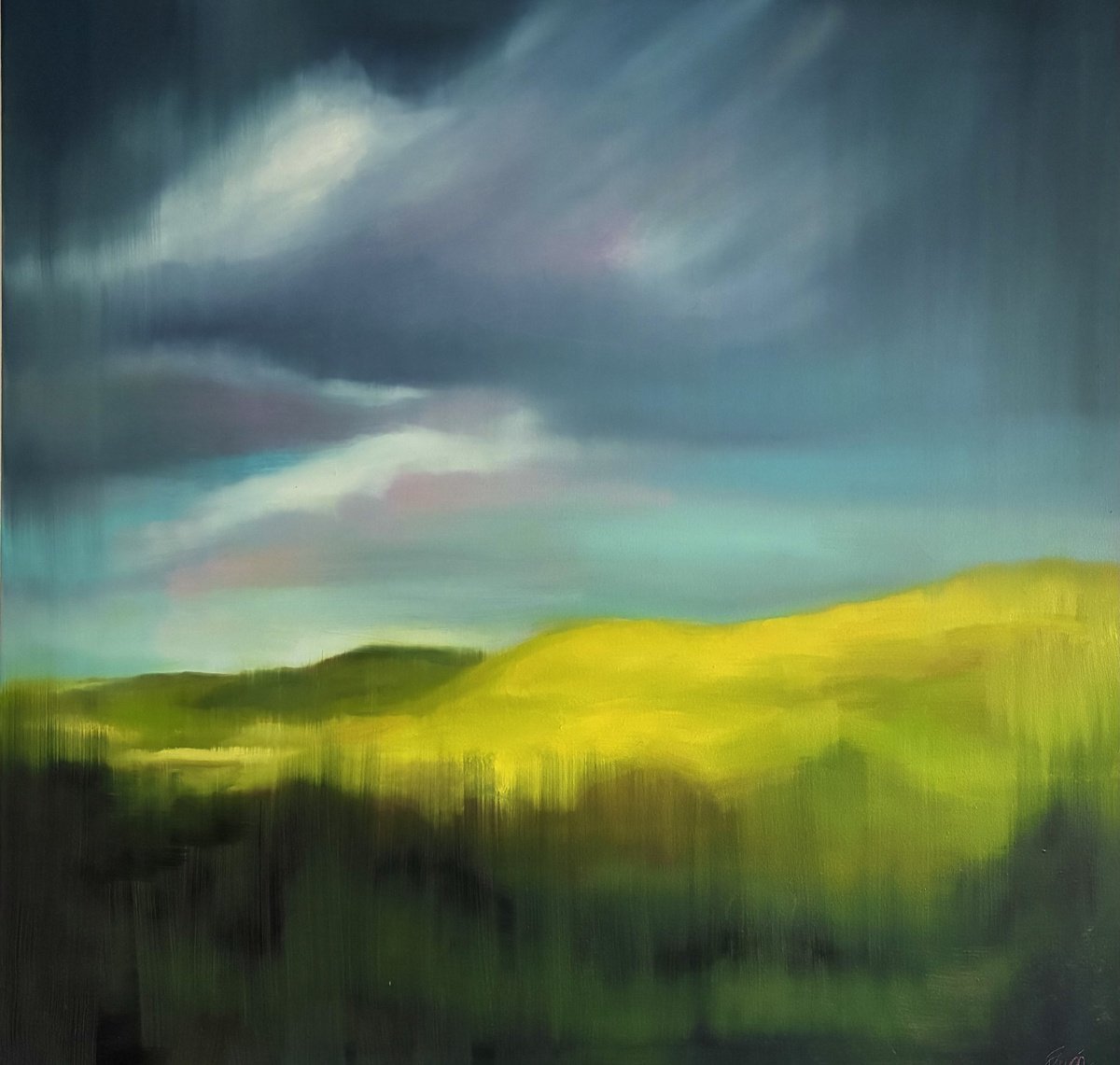 Impressionistic Landscape Oil Painting By Francesca Currie, 39 X 39, Symonds Yat, Original Artwork