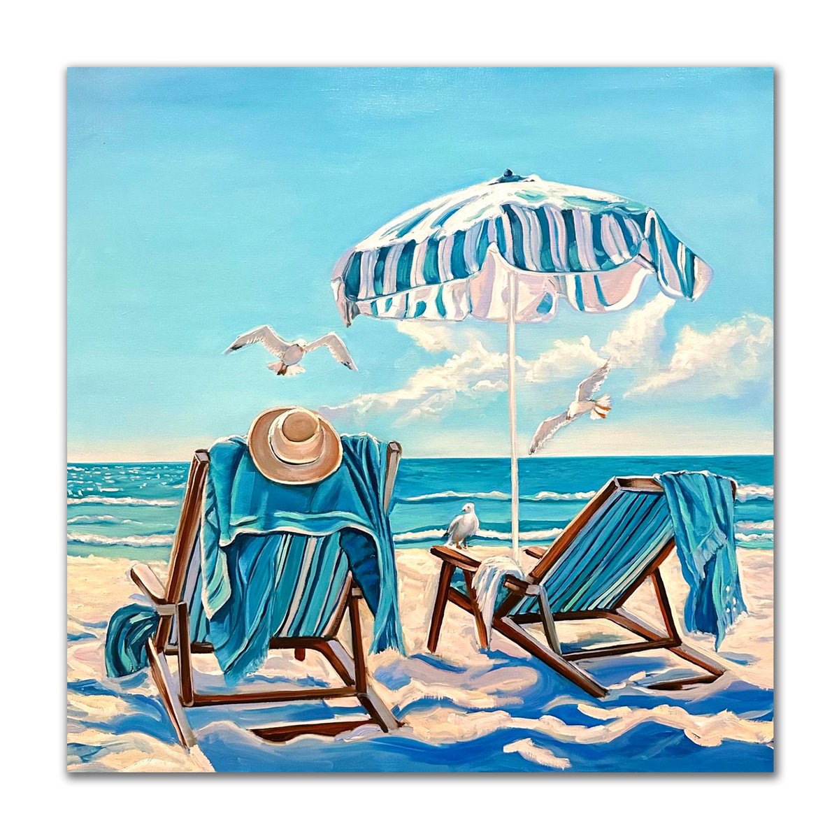 Beach. Sunny Day By Gala Bond, 28 X 28, Artwork For Sale On Artfinder