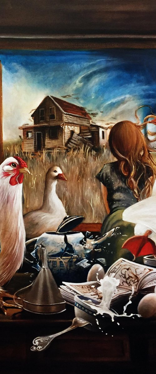 Then Dorothy will come - Acrylic on canvas 80 x 80 cm ( 31' x 31') - large size - conceptual realism by Valentina Toma' aka Zoe Chigi