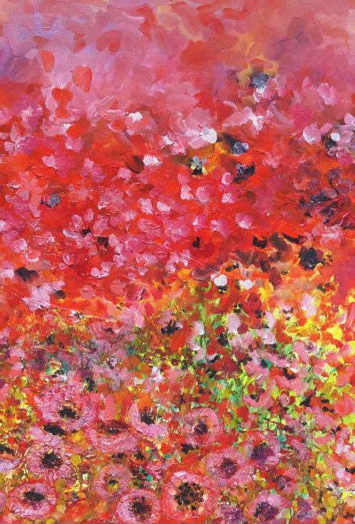 Red Poppy Meadow by Lesley Blackburn