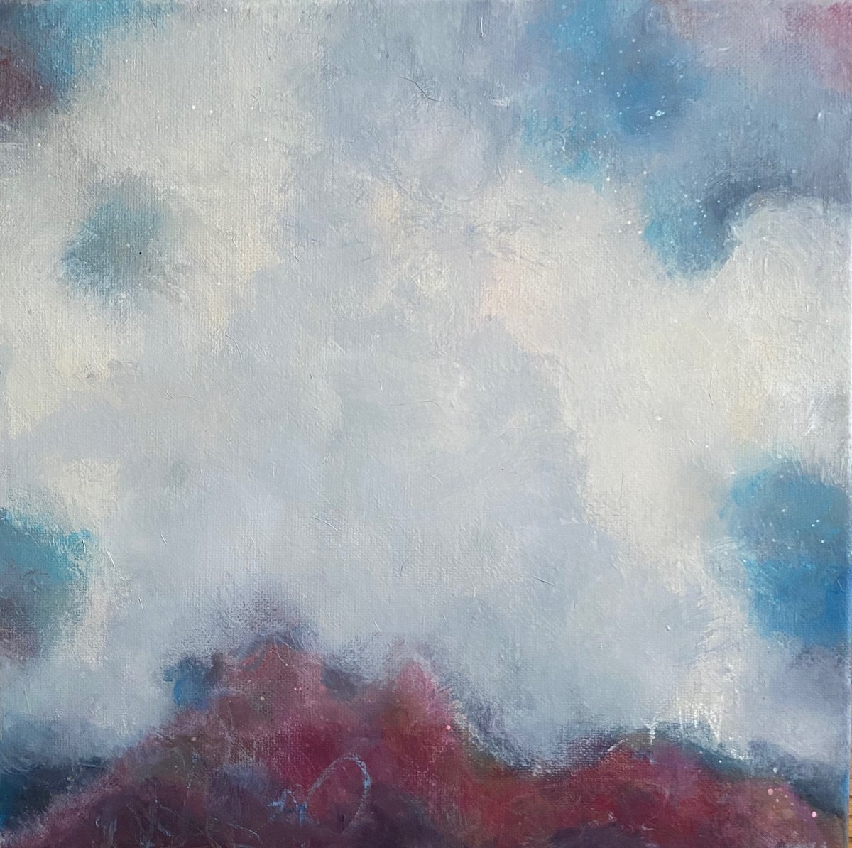 Impressionistic Landscape Painting By Kate Marion Lapierre, 12 X 12", Cloudscape, Original Artwork