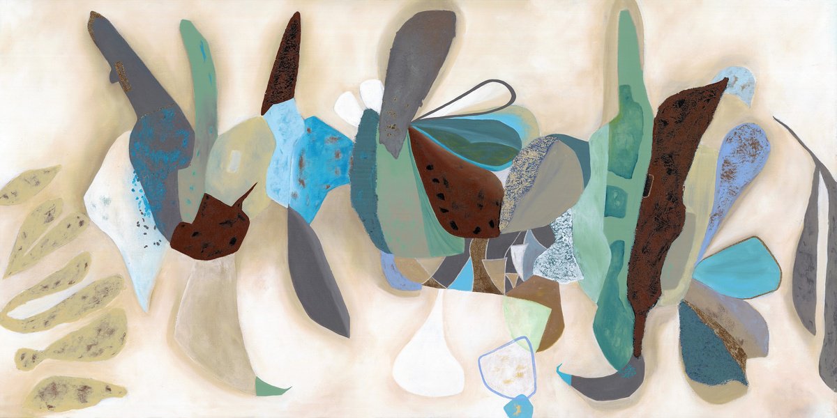 Abstract Acrylic Painting By Diana Rosa, 48 X 24, Saving Odds, Original Artwork