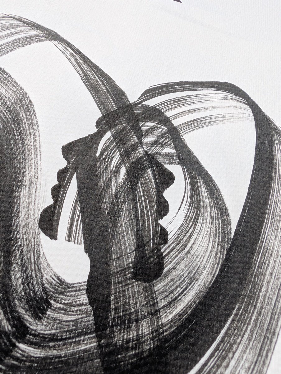 Graphic Portrait Ink Drawing By Nicol Vacaru, 11 X 11", Bound By Light, Original Artwork