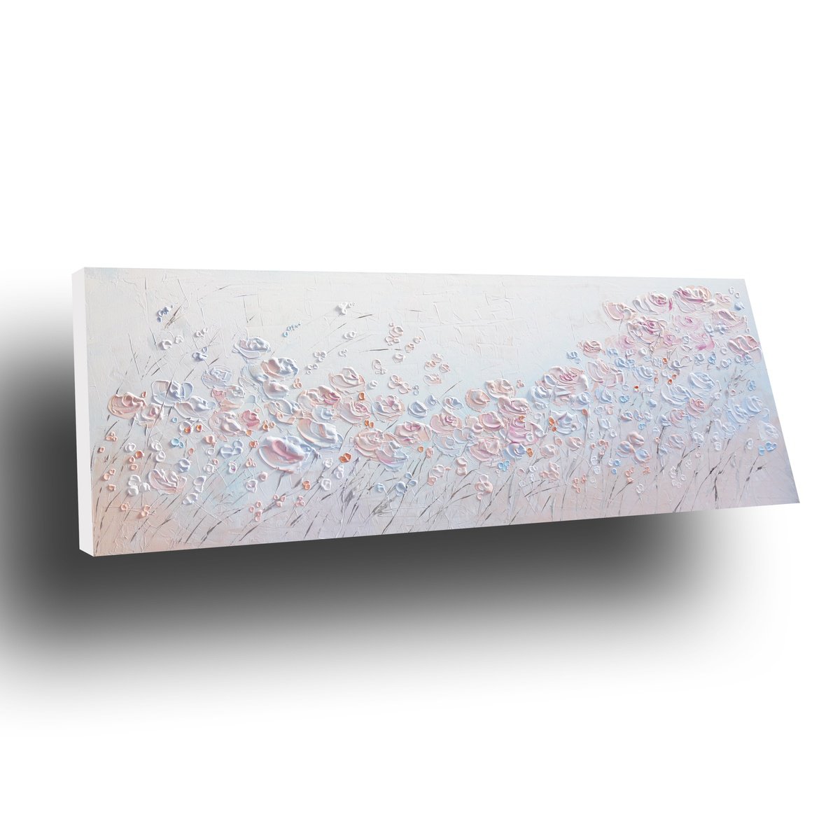 Impressionistic Botanical Acrylic Painting By Inez Froehlich, 71 X 28, Soft Morning Light, Original Artwork