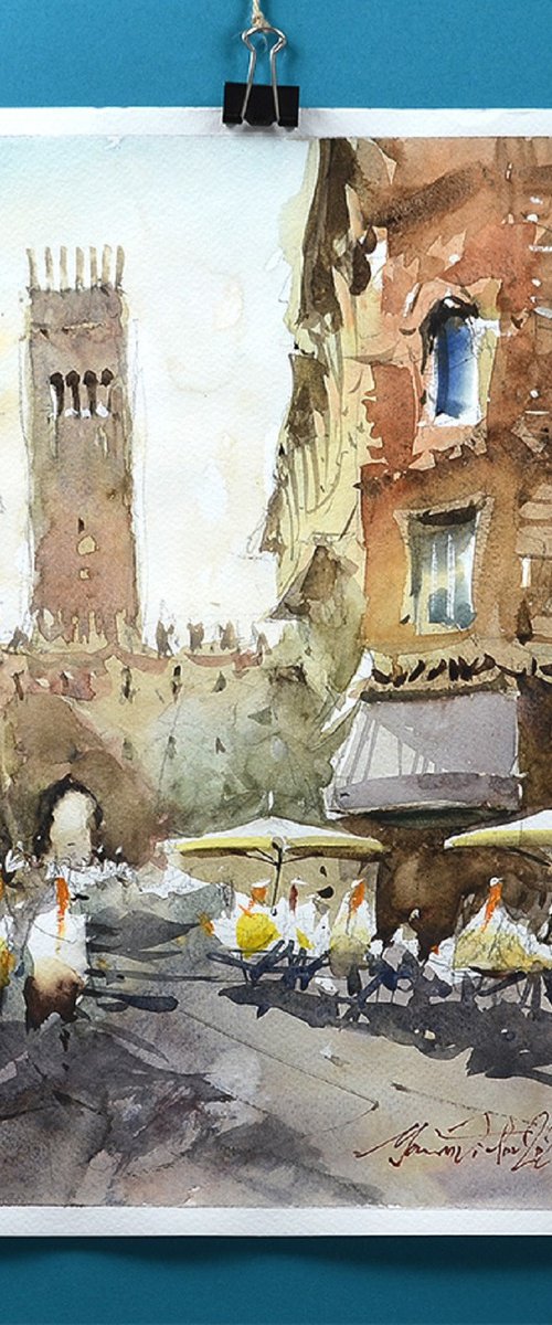 Bologna Watercolor Painting by Marin Victor