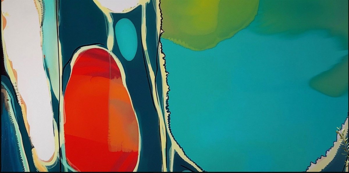 Abstract Acrylic Painting By V+V Kniazievi, 79 X 39", Summer Fantasies #8, Original Artwork