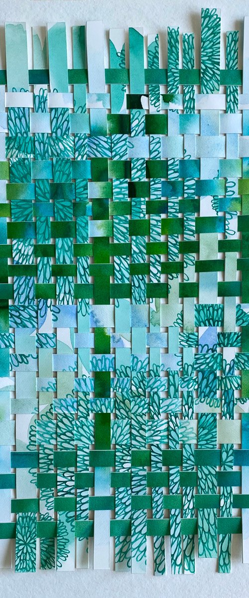 Paper weaving collage - Green fantasy by Liliya Rodnikova